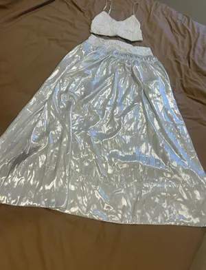 Free People Aster Set Silver Maxi Skirt & Bralette NWOT thumbnail 5