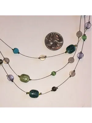 Multicolor Boho Wire Beaded Necklace Green thumbnail 3