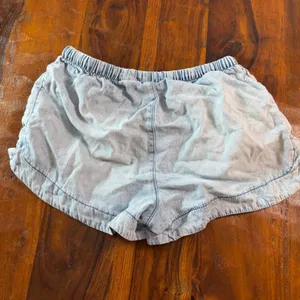 Aeropostale Womens XS Light Wash Tencel Cotton Dolphin Shorts Drawstring Blue thumbnail 2