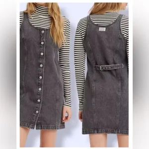Levi’s black denim button front tank dress black/gray thumbnail 2