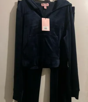 - New Juicy Couture Navy blue bling Velour Tracksuit Large thumbnail 4