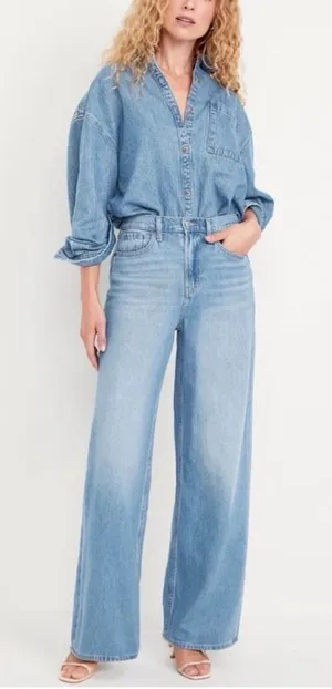 Old navy NWT baggy wide leg high rise sz 4 thumbnail 1