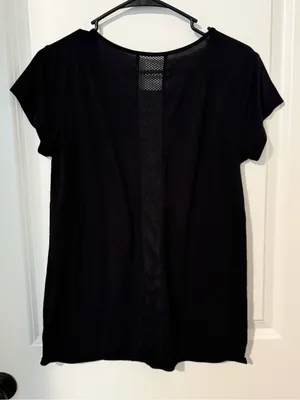 Athleta Size ST Black Short-Sleeve Active Tee‎ with Mesh Shoulders #61 thumbnail 2