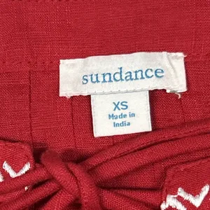 Sundance Blouse Womens XS Linen Embroidered Peasant Boho Top Red Oversized thumbnail 6