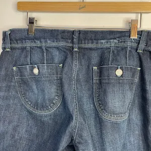 American Eagle Vintage Y2K Mid Rise Wide Leg Flare Trouser Jeans Dark Wash 14 thumbnail 6