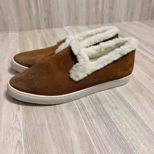 Birdies Roadrunner‎ Cognac Brown Suede Faux Shearling Slip On Sneakers Womens 7 thumbnail 3
