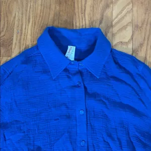 Andie The Corvo Button Up Top Cover Up‎ Blue Mazarine size M NWT thumbnail 7