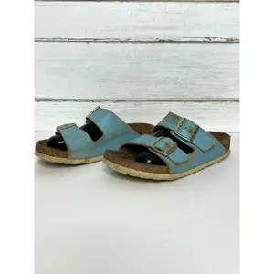 Birkenstock Arizona Washed Metallic Aqua Blue Leather Sandals Size EU 39 US 8 thumbnail 8