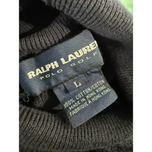 Ralph Lauren Polo Golf Navy Blue Cable Knit Turtleneck Cotton Sweater Large thumbnail 6
