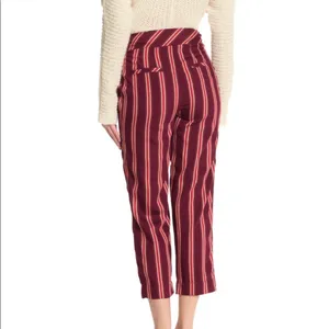 Free People Burgundy Red Striped Seamed Like The Right Thing Cropped Pants 0 thumbnail 8