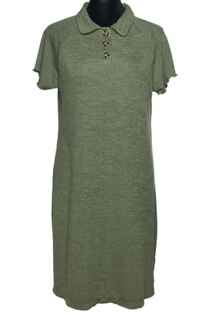 Green Knit Polo Dress - Size Large thumbnail 1