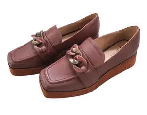 Naked Feet Mauve Platform Loafers with Chain Detail thumbnail 1