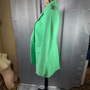 Express Double Breasted Blazer Women 10 Bright Green Longline Career Chic thumbnail 5