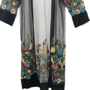 Women Floral Embroidered Mesh Long Jacket Cardigan Casual Coats Beach One Size thumbnail 5