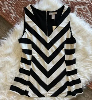 Banana Republic Chevron Stripe Sleeveless Peplum Top thumbnail 3