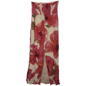 NWT Anthropologie Pink Red Floral Linen Cotton Strapless Maxi Dress Size XXS 2XS thumbnail 2