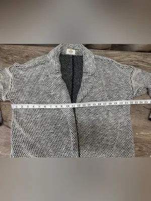 Marine Layer Birdseye Blazer Sz medium Cardigan Jacket Black & White Textured Kn thumbnail 5