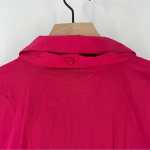 NY&C Pink Cotton Blend Button Front Tie Neck Pleated Fit & Flare Shirt Dress‎ thumbnail 12