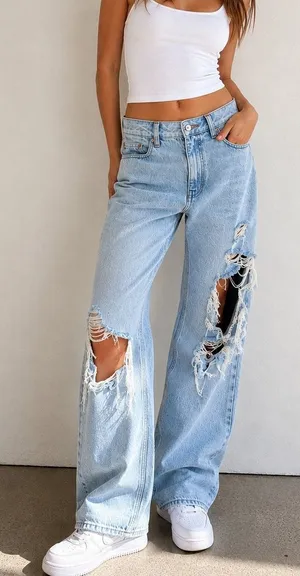 PacSun Eco Light Blue Wash 90's Boyfriend Distressed Baggy Relaxed Jeans Size 26 thumbnail 1