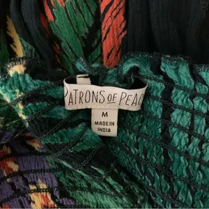 Patrons Of Peace Tropical Smocked Peplum Crop Top Festival Boho Indie‎ Medium thumbnail 4
