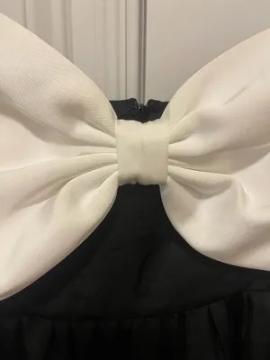 Altar'd State Stassia Black & White Satin Bow Dress thumbnail 6
