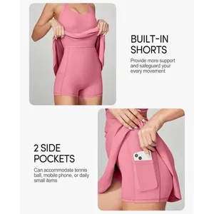 NEW IUGA Pink Tennis Dress with Built-in Shorts and Pockets Small Halter‎ Back thumbnail 3