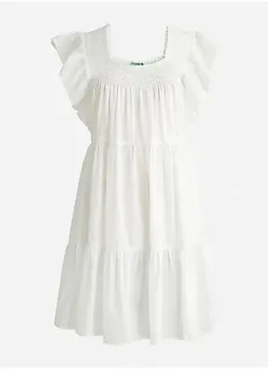 J. Crew Flutter Sleeve Voile Mini Dress in White Large thumbnail 1