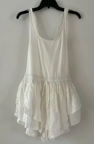 Free People White Prima Shortsie Workout Athletic Romper NWT Size Large thumbnail 5
