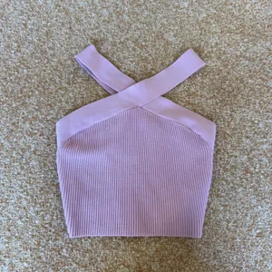 Babaton Sculpt Knit Criss Cross Tank Top Lavender Purple Ribbed Crop XS thumbnail 6