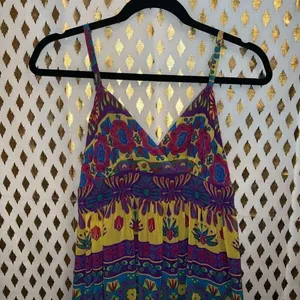 Long flowy boho maxi dress floral mosaic size S thumbnail 2