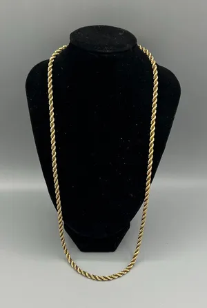 Heavy Gold Tone Rope Chain Necklace 24.5g 22-24” Unisex thumbnail 1