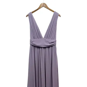 Lulus Heavenly Hues Dusty Purple Chiffon Pleated Maxi Dress size Large NWT thumbnail 6