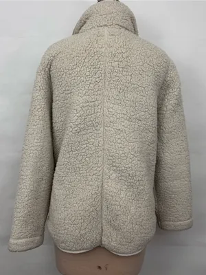 Abercrombie & Fitch Cream Sherpa Jacket with Quilted Trim size Large Soft A&F thumbnail 3