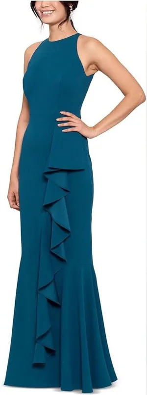 High Neck Sleeveless‎ Maxi Teal Wedding Guest Dress XL thumbnail 1