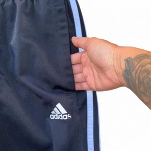 Black Adidas track pants with white stripes thumbnail 4