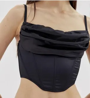 Urban Outfitters Women's Black Satin Corset Top Women's sz. S thumbnail 1