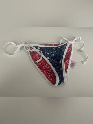 Wild Fable New Blue Red Reversible Paisley Print Swim Bottoms thumbnail 7