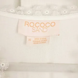Rococo Sand Mia‎ Long-Sleeve Ruffled Maxi Dress White Lace V-Neck Boho Resort XS thumbnail 9