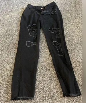 Black Ripped Distressed Jeans L Size L thumbnail 1