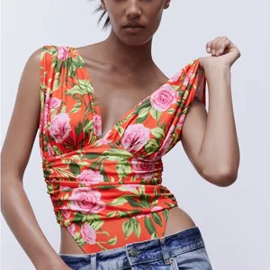 NWT ZARA Floral Print Bodysuit Size Small thumbnail 3