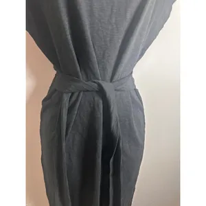 J.Crew Womens‎ Black Cotton Slub Knit Belted Cap Sleeve T-Shirt Dress CI193 M thumbnail 3
