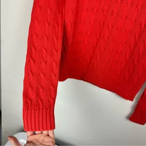 Ralph Lauren Sport Womens Cable Knit Sweater Sz Small Coral Orange Cotton thumbnail 7