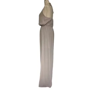 Show Me Your Mumu Halter Maxi Dress Sz M Taupe Sheer Coastal Old Money Neutral thumbnail 4