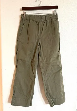 Quince Womens Pants Green Wide Leg Pull On Organic Cotton Size 8 thumbnail 1