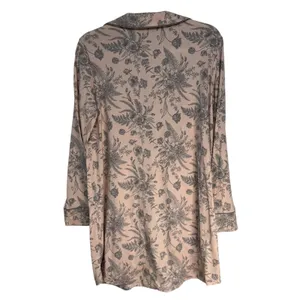 Tahari Womens Pink Floral Long‎ Sleeve Button Down Nightshirt Sleepwear Size M thumbnail 6