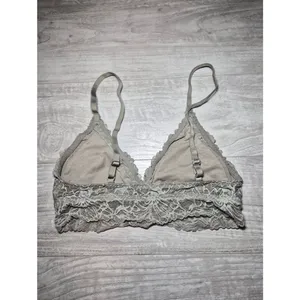 Aerie Lace Bralette - Light Gray Floral Lace Small Medium thumbnail 7