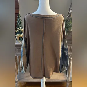 Entro Oversized Waffle Knit Top Tie Dye Balloon Sleeves Size L thumbnail 5