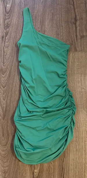 Babaton Aritzia Green Dress Offshoulder thumbnail 1