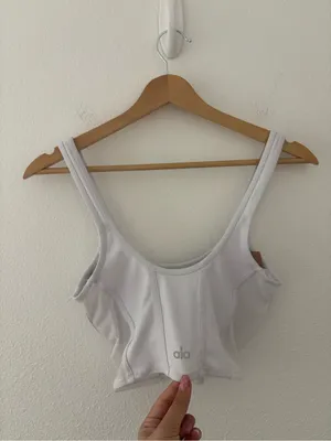 Alo Yoga Airbrush Mesh Corset Tank in white thumbnail 3