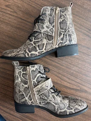 Express Size 7 Snake Print Lace Up Ankle Boots thumbnail 3